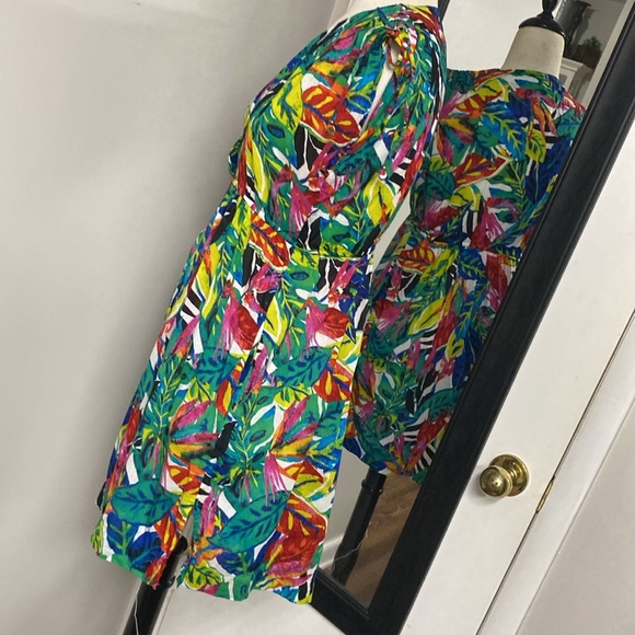 LAUREN RALPH LAUREN TROPICAL SWIM SUIT COVER WITH ADJ. SLEEVES&SIDE SPLITS - Picture 8 of 13